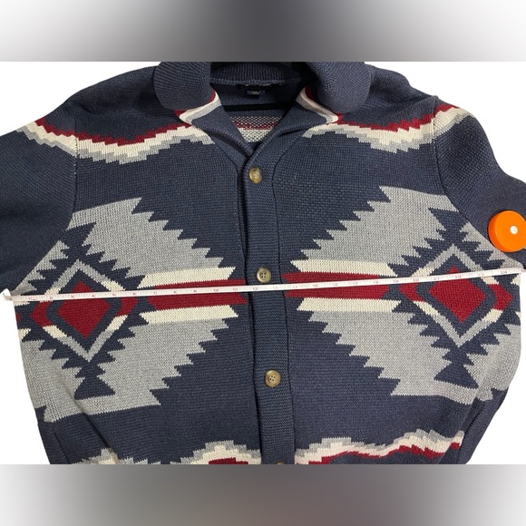 Pendleton Highland Aztec Shawl Collar Cardigan Sweater 100% Cotton Size XL - Picture 8 of 11